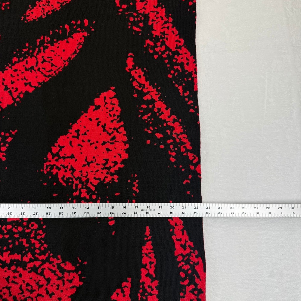 MING WANG Womens Red Black Abstract Print Knit Scarf All Size‎ - Picture 7 of 8